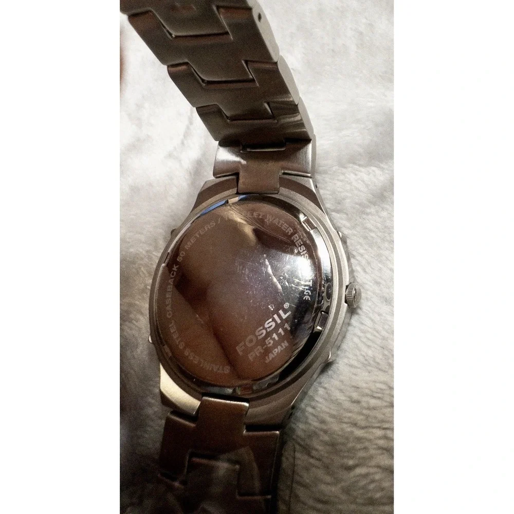 New Fossil PR-5111 Blue Dial 35mm Mens Watch Silver Rauland Logo